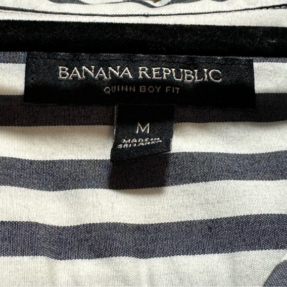 Banana Republic Dark Gray and White Striped Shirt Size M - Picture 5 of 6